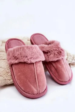 Damskie Klasyczne Papcie Z Futerkiem Różowe Lorines