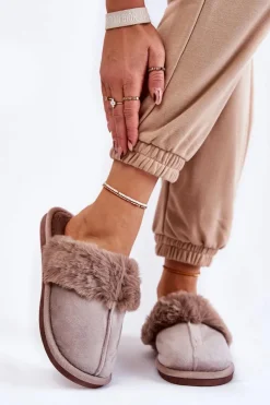 Damskie Klasyczne Papcie Z Futerkiem Jasnobrązowe Lorine