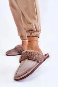 Damskie Klasyczne Papcie Z Futerkiem Jasnobrązowe Lorine