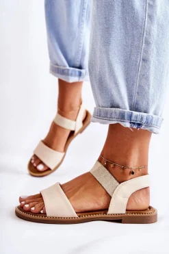 Damskie Klasyczne Sandały Na Płaskim Obcasie Beżowe Catis