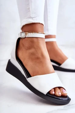 Damskie Klasyczne Sandały Na Sprzączkę Białe Deserve