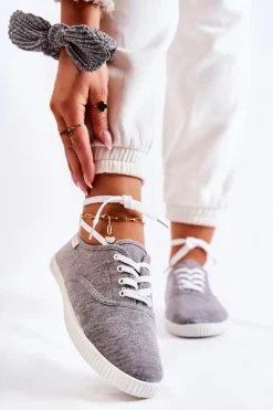 Damskie Klasyczne Tenisówki Wiązane Szare Dellis