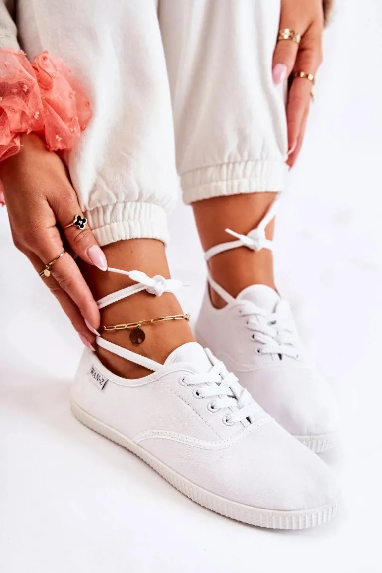 Damskie Klasyczne Tenisówki Wiązane Białe Dellis