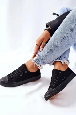 Damskie Klasyczne Trampki Czarne Omerta