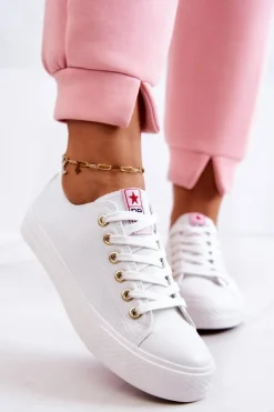 Damskie Klasyczne Trampki Biało-Złote Ecoma