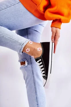 Damskie Klasyczne Trampki Wiązane Czarne Be Mine