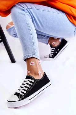 Damskie Klasyczne Trampki Wiązane Czarne Be Mine