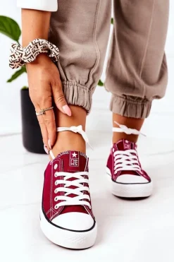 Damskie Klasyczne Trampki Bordowe Ecoma