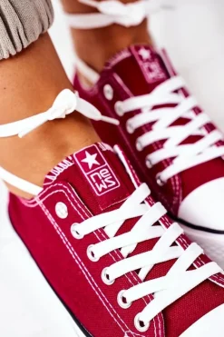 Damskie Klasyczne Trampki Bordowe Ecoma