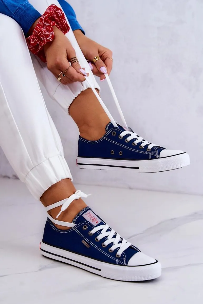 Damskie Klasyczne Trampki Cross Jeans JJ2R4012C Granatowe