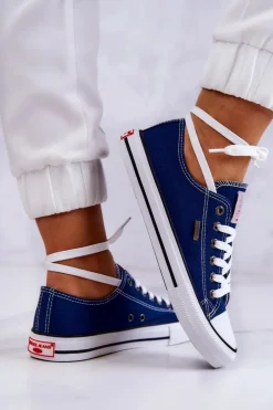 Damskie Klasyczne Trampki Cross Jeans JJ2R4012C Granatowe