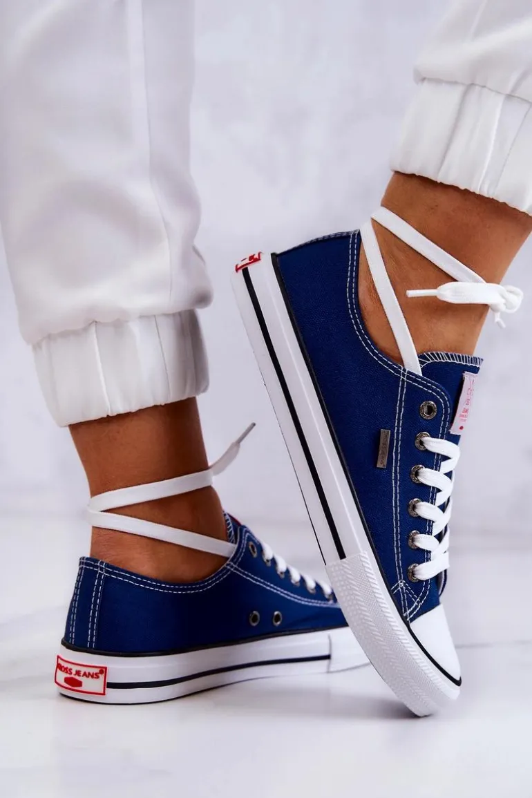 Damskie Klasyczne Trampki Cross Jeans JJ2R4012C Granatowe