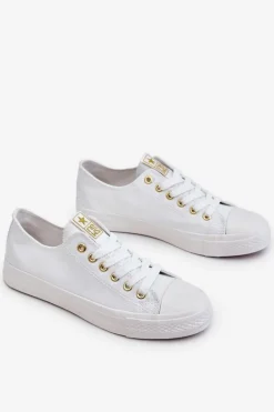 Damskie Klasyczne Trampki Biało-Złote Ecoma