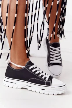 Damskie Klasyczne Trampki Czarne Feeling Good