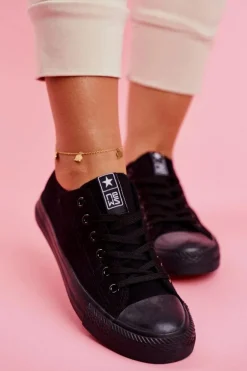 Damskie Klasyczne Trampki Czarne Ecoma