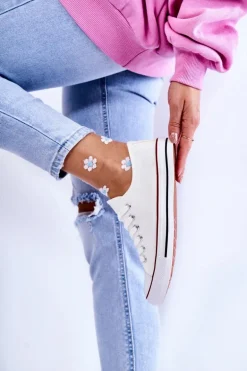 Damskie Klasyczne Trampki Wiązane Białe Be Mine