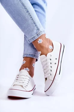 Damskie Klasyczne Trampki Wiązane Białe Be Mine