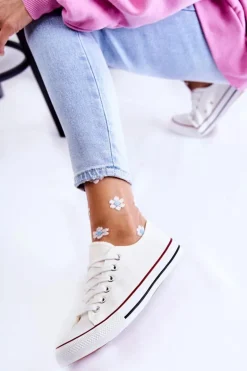 Damskie Klasyczne Trampki Wiązane Białe Be Mine