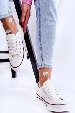 Damskie Klasyczne Trampki Wiązane Białe Be Mine