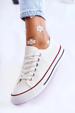 Damskie Klasyczne Trampki Wiązane Białe Be Mine