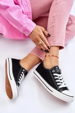 Damskie Klasyczne Trampki Czarno-Białe Ecoma