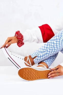 Damskie Klasyczne Trampki Białe Z Czerwonym Paskiem Omerta