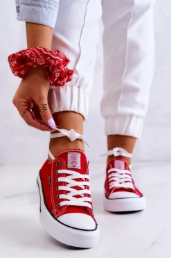 Damskie Klasyczne Trampki Cross Jeans JJ2R4010C Czerwone