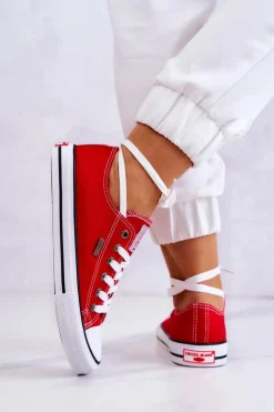 Damskie Klasyczne Trampki Cross Jeans JJ2R4010C Czerwone