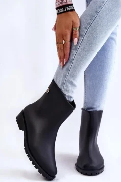 Damskie Klasyczne Wsuwane Kalosze Czarne Floriana