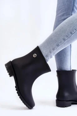 Damskie Klasyczne Wsuwane Kalosze Czarne Floriana