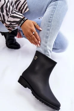 Damskie Klasyczne Wsuwane Kalosze Czarne Floriana