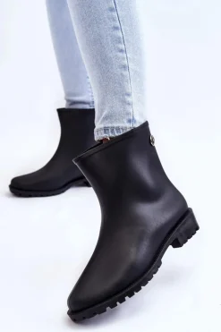 Damskie Klasyczne Wsuwane Kalosze Czarne Floriana