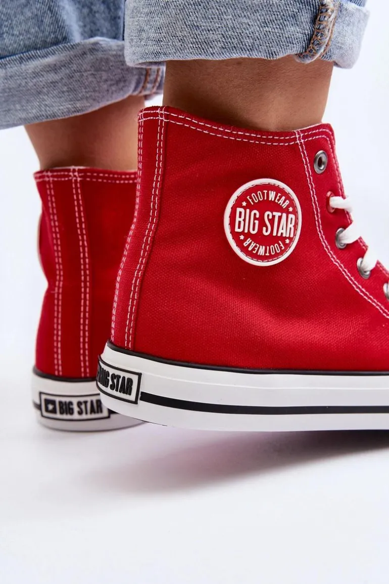 Damskie Klasyczne Wysokie Trampki Big Star T274024 Czerwone