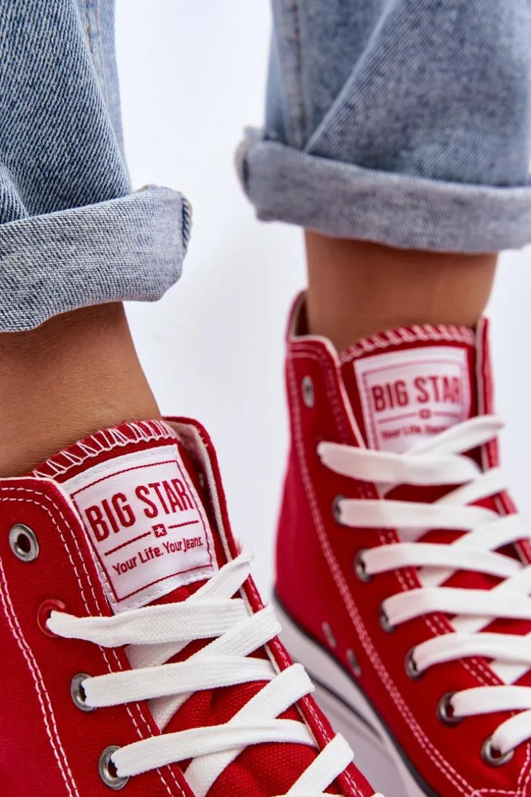 Damskie Klasyczne Wysokie Trampki Big Star T274024 Czerwone