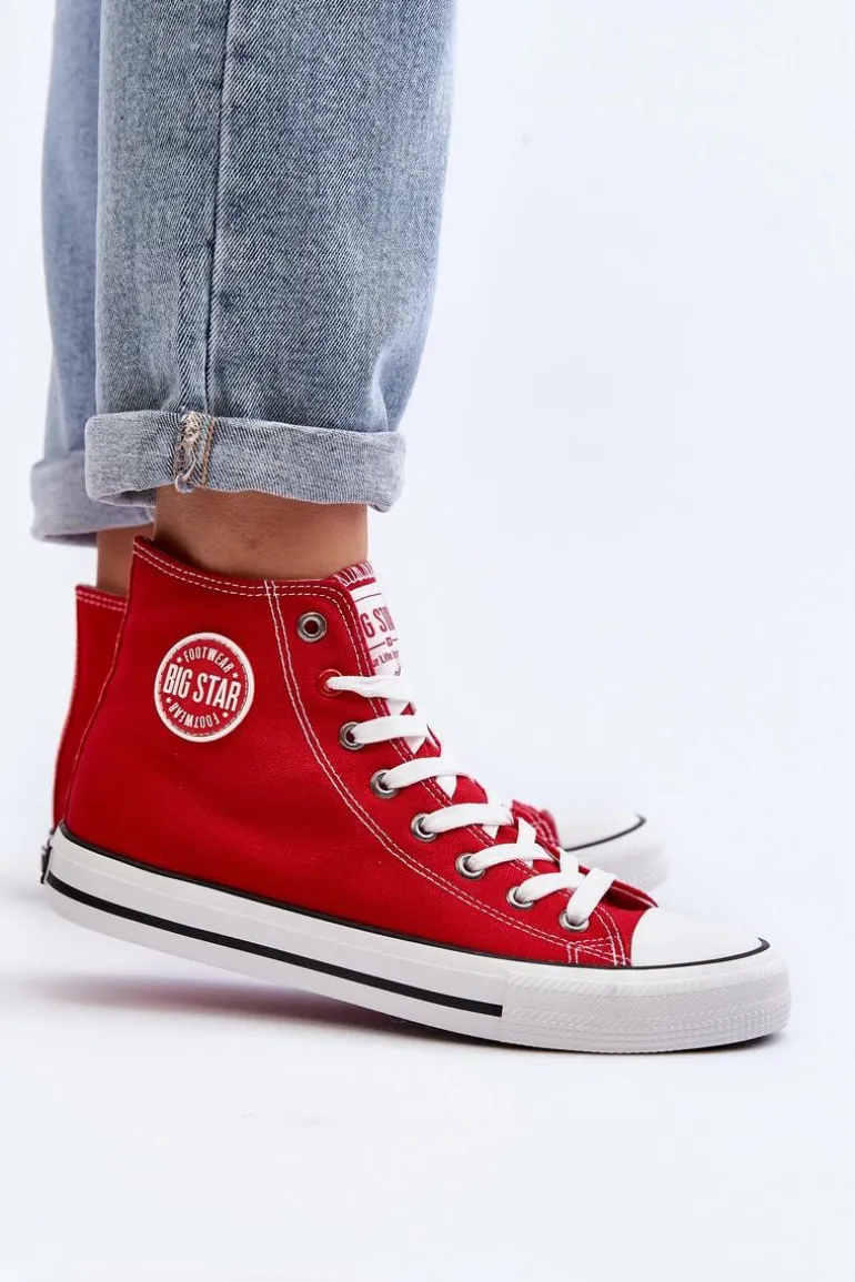 Damskie Klasyczne Wysokie Trampki Big Star T274024 Czerwone