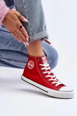 Damskie Klasyczne Wysokie Trampki Big Star T274024 Czerwone