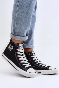 Damskie Klasyczne Wysokie Trampki Big Star T274027 Czarne