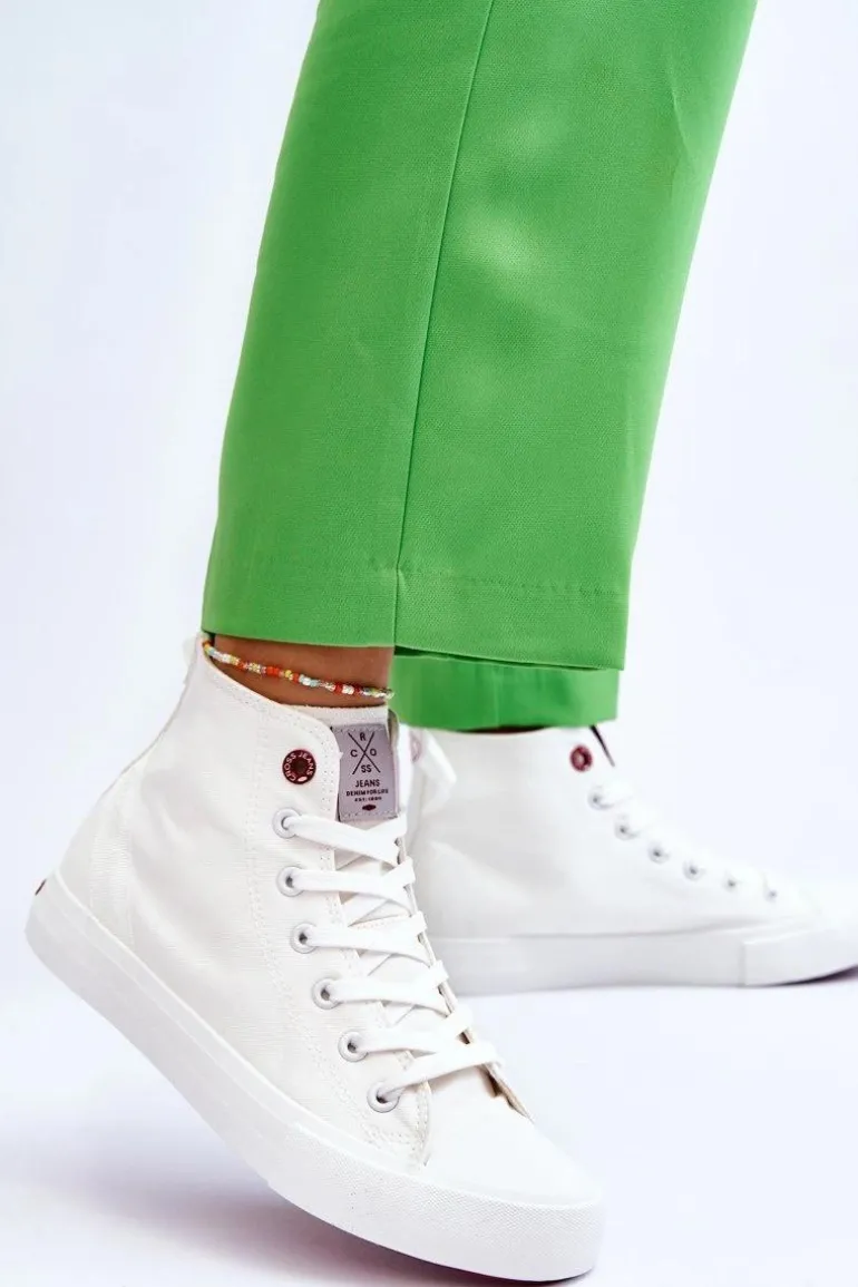 Damskie Klasyczne Wysokie Trampki Cross Jeans LL2R4086C Białe