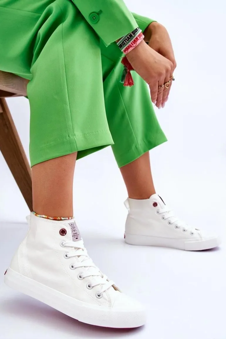 Damskie Klasyczne Wysokie Trampki Cross Jeans LL2R4086C Białe