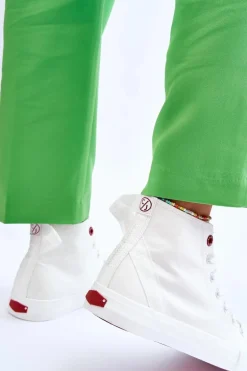 Damskie Klasyczne Wysokie Trampki Cross Jeans LL2R4086C Białe