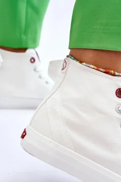 Damskie Klasyczne Wysokie Trampki Cross Jeans LL2R4086C Białe