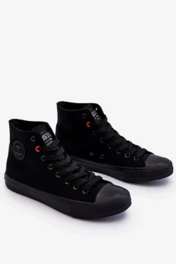 Damskie Klasyczne Wysokie Trampki Big Star T274033 Czarne