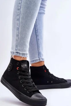Damskie Klasyczne Wysokie Trampki Big Star T274033 Czarne