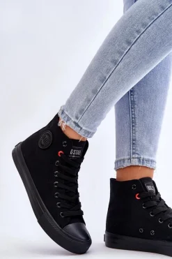 Damskie Klasyczne Wysokie Trampki Big Star T274033 Czarne