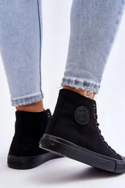 Damskie Klasyczne Wysokie Trampki Big Star T274033 Czarne