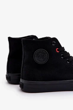 Damskie Klasyczne Wysokie Trampki Big Star T274033 Czarne