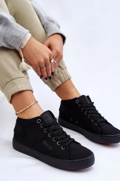 Damskie Klasyczne Wysokie Trampki Big Star LL274001 Czarne