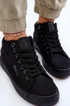 Damskie Klasyczne Wysokie Trampki Big Star LL274001 Czarne