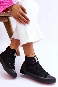 Damskie Klasyczne Wysokie Trampki Cross Jeans LL2R4088C Czarne