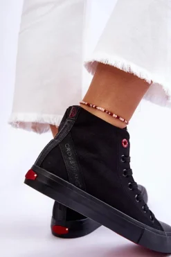 Damskie Klasyczne Wysokie Trampki Cross Jeans LL2R4088C Czarne